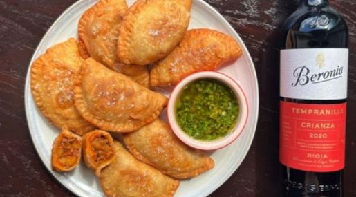 Beef and chorizo empanadas with Beronia Rioja Tempranillo