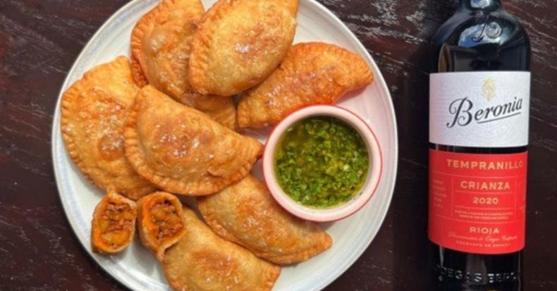 Beef and chorizo empanadas with Beronia Rioja Tempranillo