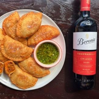 Beef and chorizo empanadas with Beronia Rioja Tempranillo