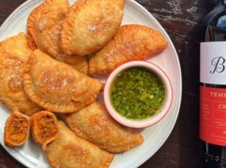 Beef and chorizo empanadas with Beronia Rioja Tempranillo